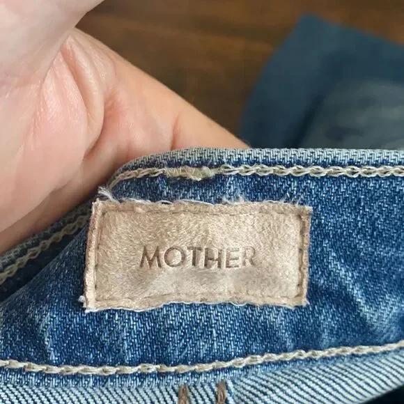 Mother The Stunner Ankle Fray Distressed Blue Denim Jeans Casual Crate Digger - Picture 13 of 16